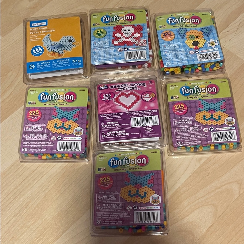 Funfusion/Creatology Perler Bead Kit Lot of 7 - Multicolor
